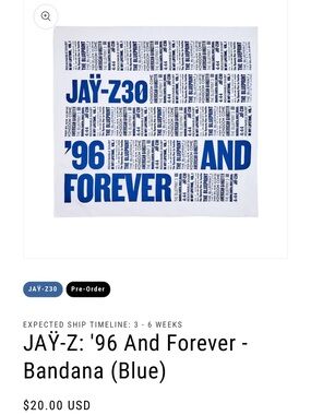 'JAY-Z: '96 And Forever- Blue & White Collectable Bandana + JayZ MTA map #popup